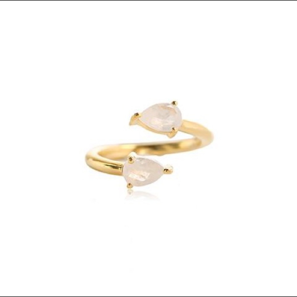Leah Alexandra Adjustable Pear Moonstone Ring 4-6